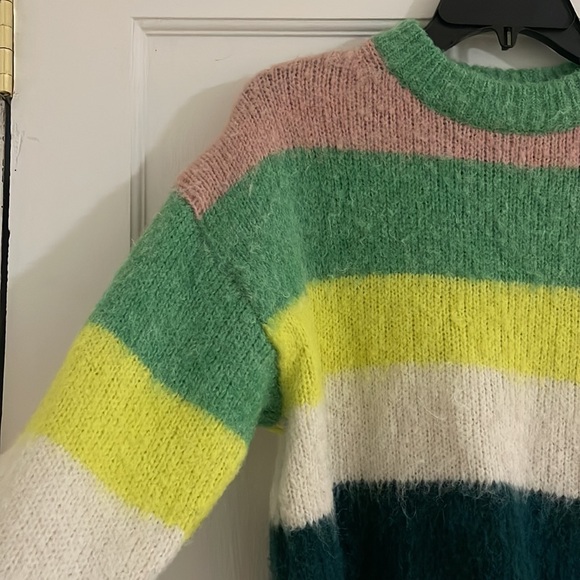 Target Brand a new day Green Striped Fuzzy Sweater | Size L - Picture 2 of 4